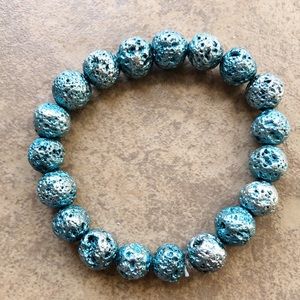 Metallic Turquoise Lava bead Bracelet